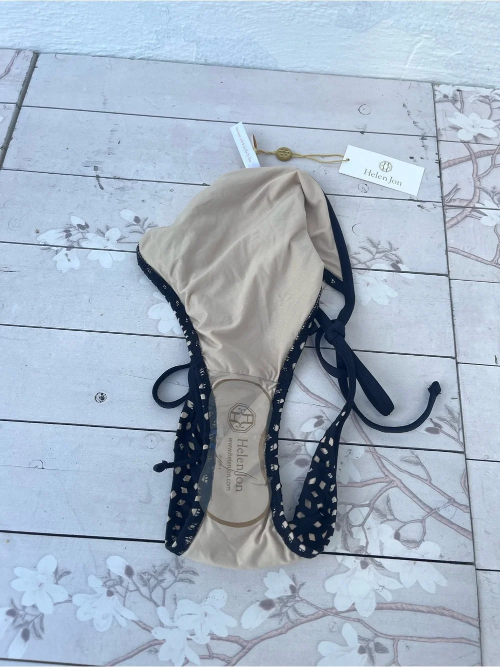 Helen Jon Black Crochet cover up and String Bikini Bottom - Picture 5 of 11